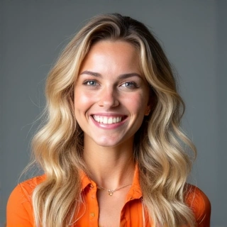 Portrait of a friendly woman with an enthusiastic smile, likely leading customer relations or marketing.