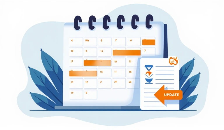 Illustration of a calendar with highlighted dates and a document icon, symbolizing policy updates